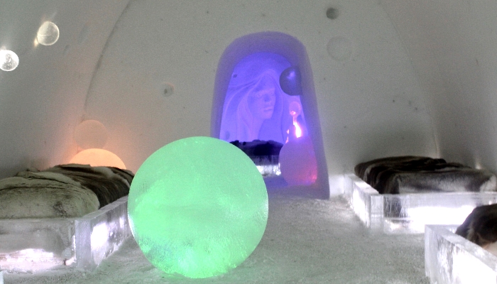 A bubble-themed room at the Arctic Snow Hotel built entirely out of snow and ice in Rovaniemi in Finland's snowy far north. AFP