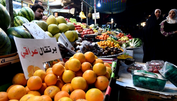 A fresh produce stall at a market in the southern Iraqi city of Nasiriyah. AFP
