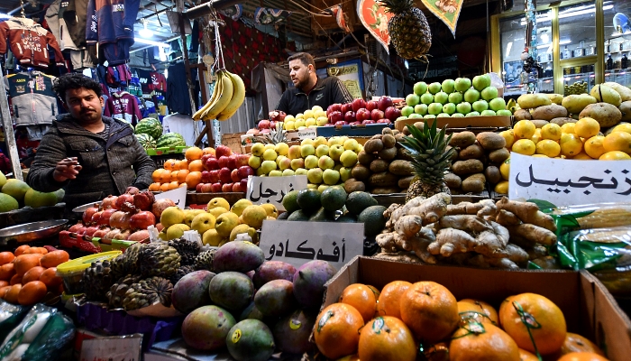 A fresh produce stall at a market in the southern Iraqi city of Nasiriyah. AFP