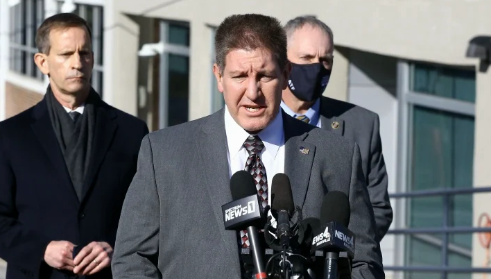 Douglas Korneski speaks during a news conference after the bombing in Nashville. AFP