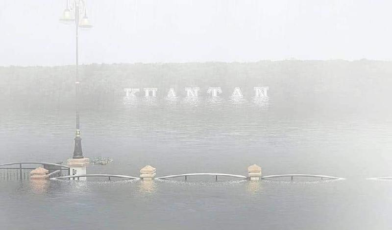 社交媒体流传的KUANTAN被淹逾半的修图。