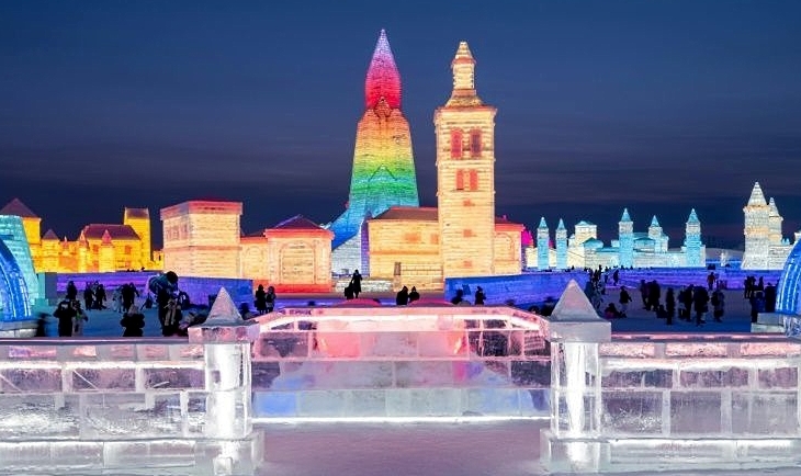 Preparations for the annual winter celebration begin weeks in advance, with workers mining millions of cubic feet of ice from the surface of the Songhua river. AFP Preparations for the annual winter celebration begin weeks in advance, with workers mining millions of cubic feet of ice from the surface of the Songhua river. AFP