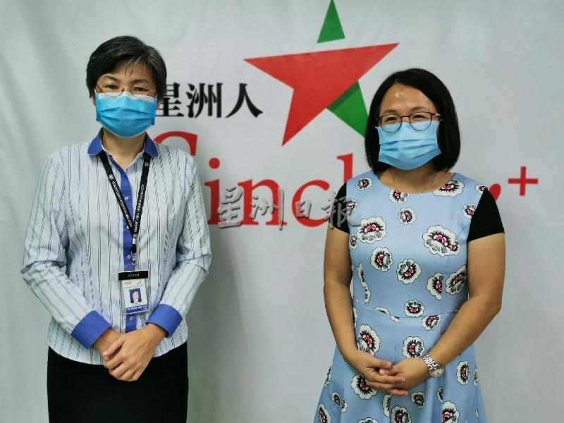 砂中央医院院长严慧文（左）与《星洲会客室》主持人何俐萍合照。
