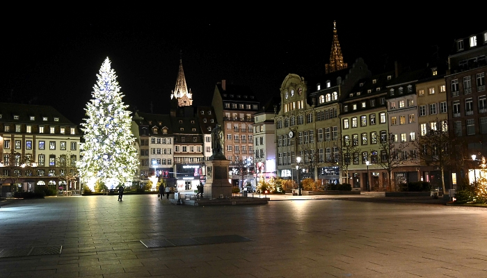 A deserted street in Strasbourg, eastern France, as new curfew is in effect to fight the spread of COVID-19. AFP