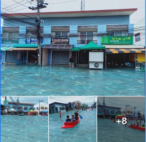 有网民在网上分享泰国北大年水灾，却是清澈见底水面的假照片。