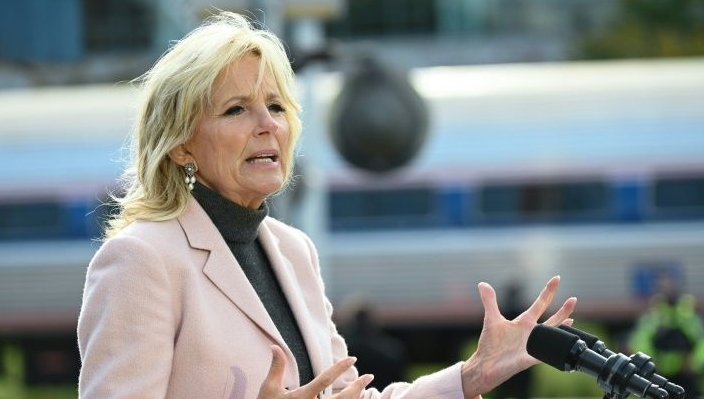 Jill Biden speaks at a presidential campaign event for her husband in Cleveland, Ohio. AFP