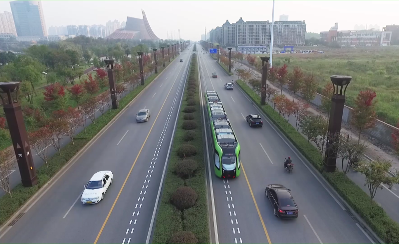 采用虚拟轨道的智轨电车，已在中国多个城市运行。