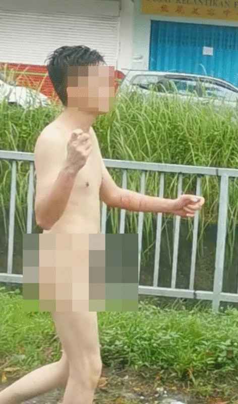 山打根今早出现一名一丝不挂的青年在金凤市一带街头游荡。