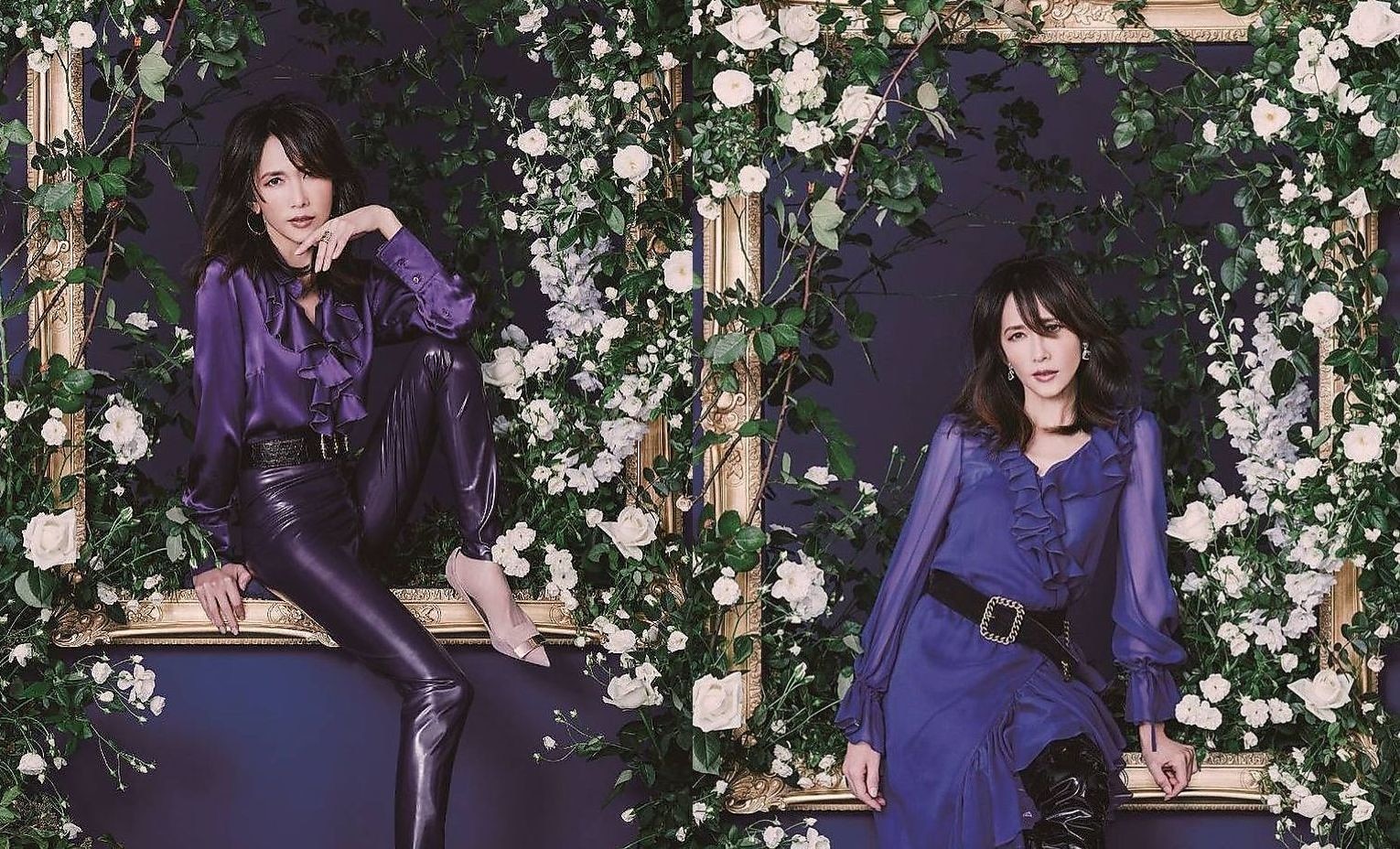 工藤静香3月10日将发行翻唱新专辑《苍蓝火燄》，紫色视觉造型抢眼。