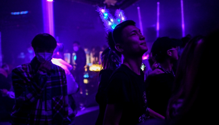 People visiting a nightclub in Wuhan. AFP