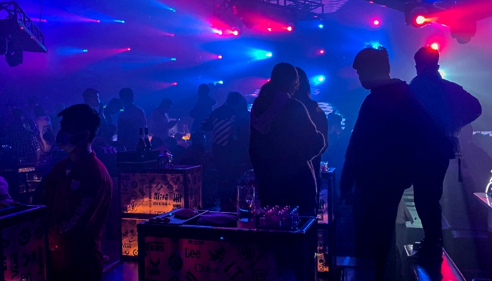 People visiting a nightclub in Wuhan. AFP