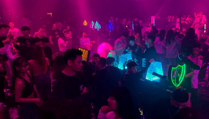 People visiting a nightclub in Wuhan. AFP