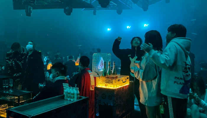 People visiting a nightclub in Wuhan. AFP