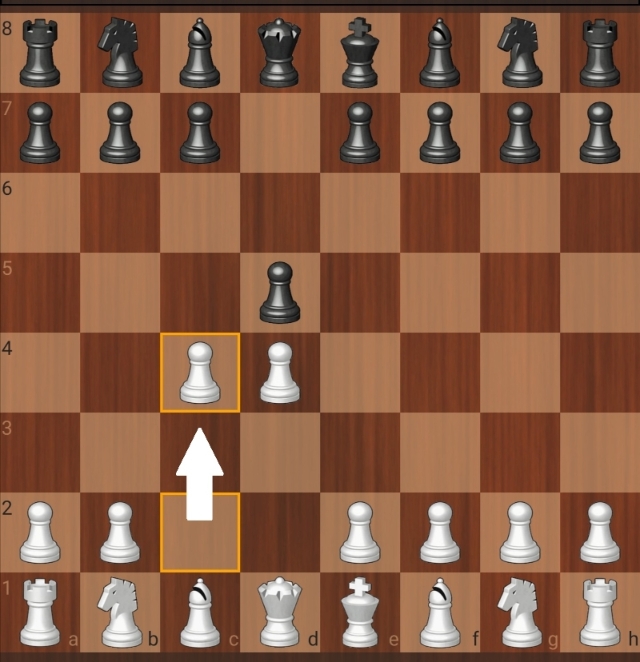 【后翼弃兵开局】后翼弃兵到底是如何？对杨振成来说是一个非常普遍的弃兵招式。白方先出兵至d4，若黑方走兵至d5，白方再举兵走到c4（箭头），黑方可选择吃掉这个棋子或拒绝接受。
