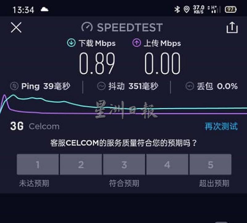 周二下午1时34分，榕吉C2村的手机网络情况微弱。