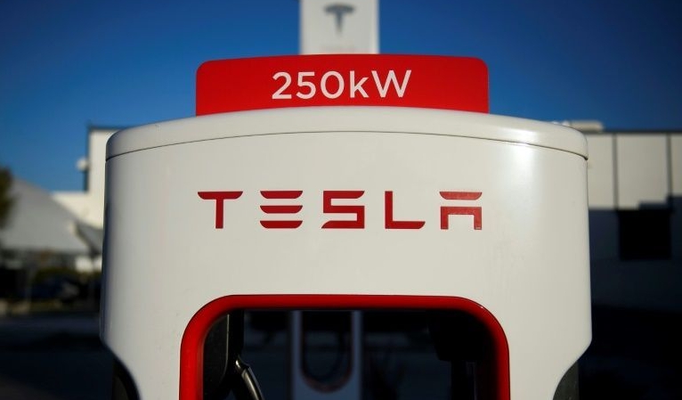 A recharging station for Tesla electric cars in Hawthorne, California. AFP