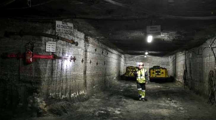 An employee walks in a mining gallery of the Stocamine project in Wittelsheim, eastern France. AFP