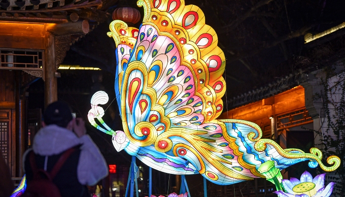 A butterfly lantern during the annual lantern fair in Nanjing in eastern China's Jiangsu province ahead of the Lunar New Year of the Ox. AFP