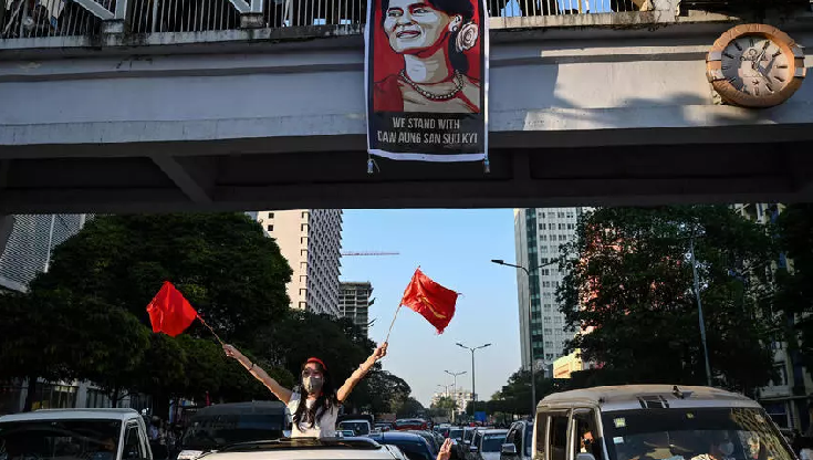 Myanmar's generals have imposed a ban on gatherings of more than five people in protest flashpoint sites. AFP Myanmar's generals have imposed a ban on gatherings of more than five people in protest flashpoint sites. AFP