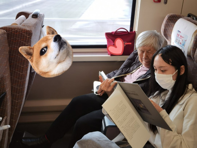 郑爽和外婆一起坐高铁还给外婆讲故事。