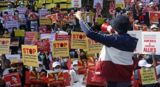 Repeated internet shutdowns have so far not deterred Myanmar's anti-coup protesters. AFP