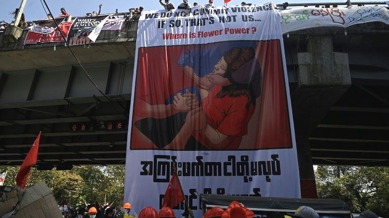 Mya Thwate Thwate Khaing has become a symbol of the protest movement. AFP Mya Thwate Thwate Khaing has become a symbol of the protest movement. AFP