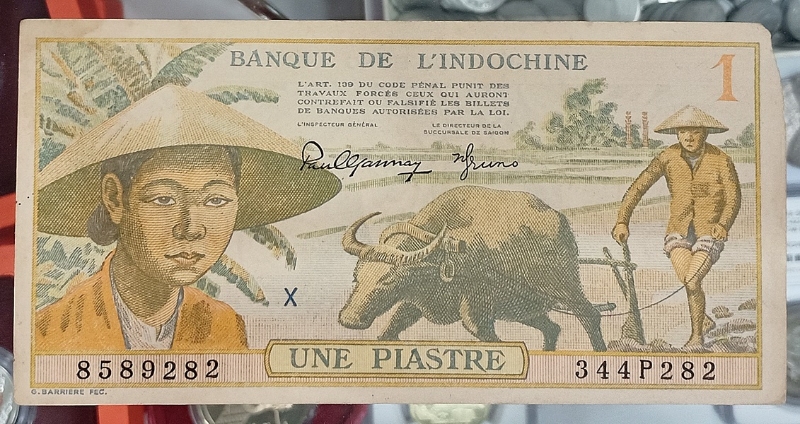 越南当年流通的牛钞，犹如一幅画。