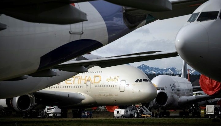 With demand high, space is at premium, so aircraft are wedged in tightly. AFP