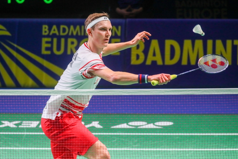 丹麦一哥安赛龙在欧洲羽球混合团体锦标赛4战全胜。（欧新社照片）