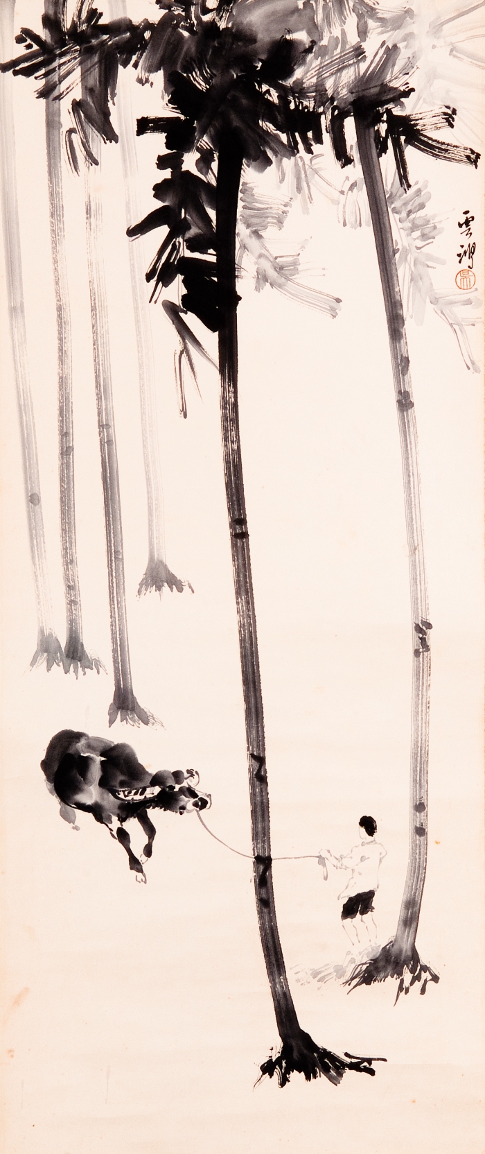 《随我来也》牧童牵着牛走过高耸的椰林，体现了南洋风情。（70年代初）