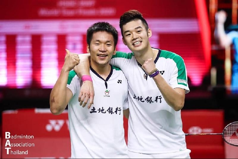 王齐麟（右）与李洋宣布退出有“小世锦赛”之称的全英赛。（泰国羽总档案照）