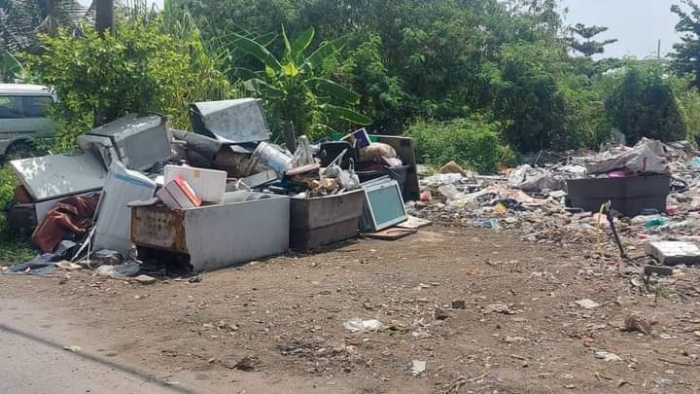 资源回收者收集各类垃圾如塑料瓶、大型垃圾、锌板及木板等，让堆积如山的垃圾也导致蚊虫滋生，污染环境。