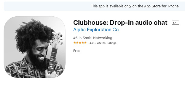 Clubhouse目前只开放给iOS用户下载。（截图自iOS网）