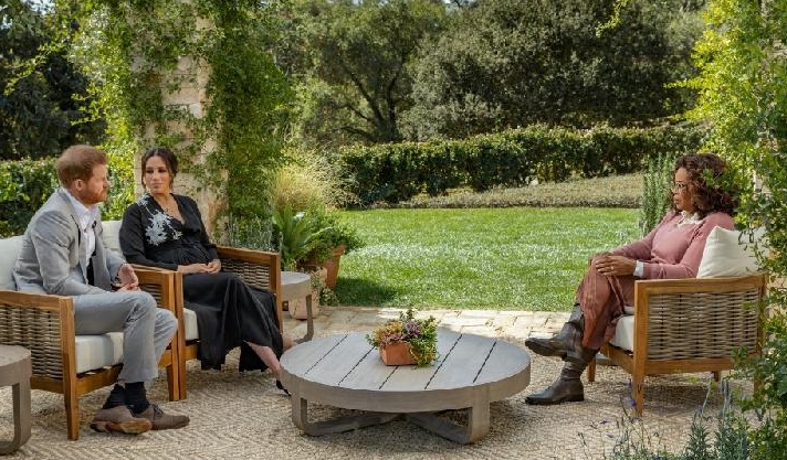 Prince Harry and Meghan in a conversation with Oprah Winfrey. AFP