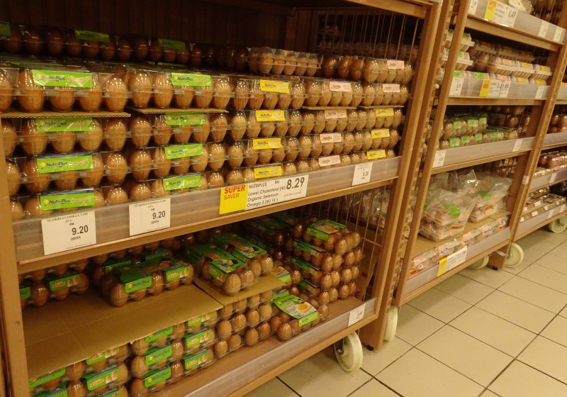 市场包括超市的鸡蛋也出现供过于求的情况。

