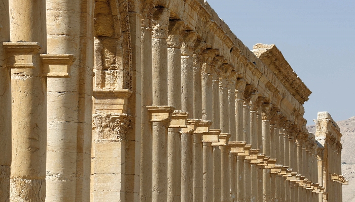 Partial view of the Great Colonnade in the ruins of Palmyra. AFP
