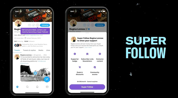 推特即将推出“Super Follow”付费订阅制，粉丝可付费获取支持者的徽章、订阅电子报、独家内容、各种优惠折扣和加入专属社群。