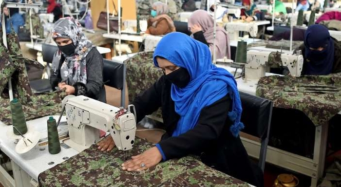 A factory in Kabul employs dozens of women widowed by the Afghan war. AFP