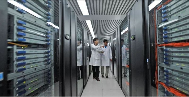 中国国家超级计算天津中心研发的天河一号超级计算机。 （互联网照片）