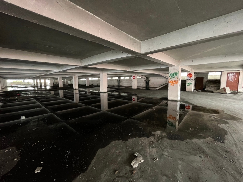 疑似屋顶漏水及停车场沟渠阻塞，造成停车场的底楼地面积水，也令居民担忧滋生蚊虫。