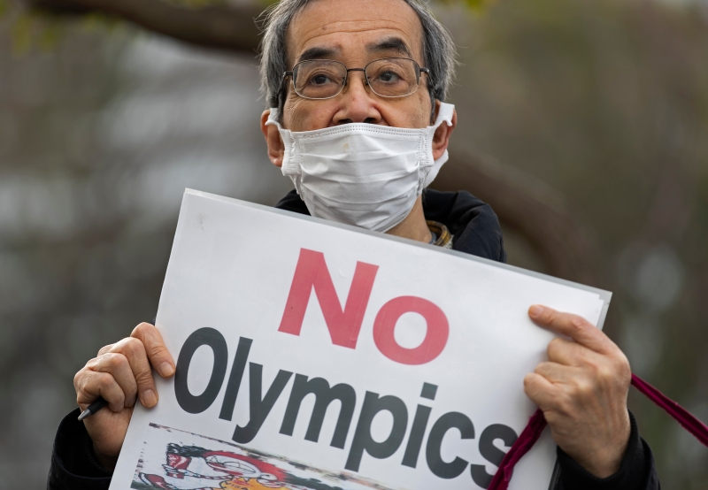 据日本媒体所展开的民调，有超过80%的日本民众希望取消或展延东京奥运会。（美联社照片）

