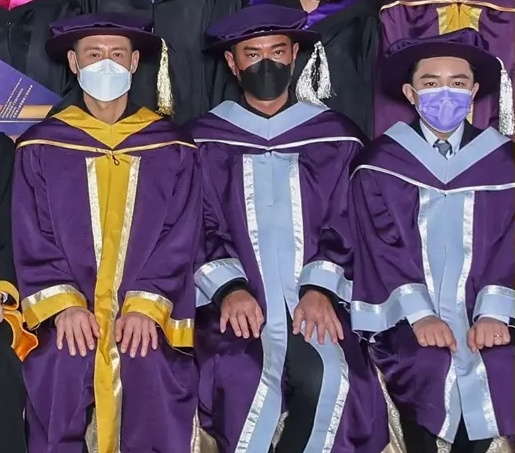张学友（左起）、古天乐及王祖蓝齐获母校演艺学院表扬。
