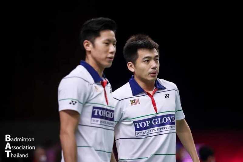 吴蔚昇（左）与陈蔚强目前在奥运积分榜上排名第14位，积分大幅落后让他们获得东京奥运会参赛资格的机会越来越艰难。（泰国羽总档案照）