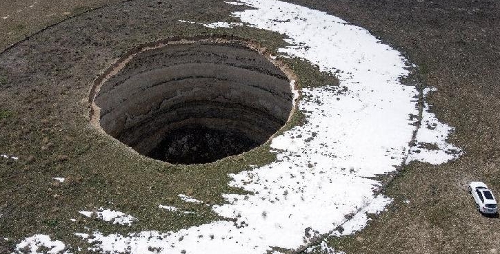 The sinkholes in Konya are scattered across the local landscape. AFP