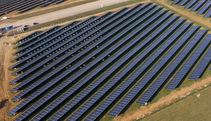 The 178-hectare photovoltaic power station with 364,000 panels on former Marville-Montmedy air base in eastern France is the second largest solar park in the country. AFP