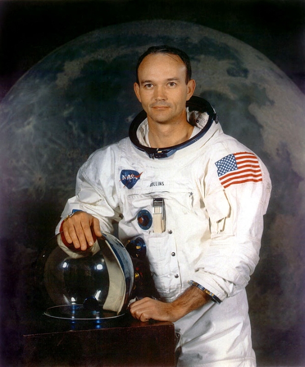 1969年，身穿太空服的柯林斯参与登月任务时的英姿。（法新社照片）