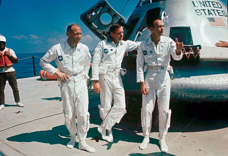 参与人类首次登月任务、阿波罗十一号“三剑客”（左起）奥尔德林、阿姆斯特朗，以及柯林斯。（美联社照片）