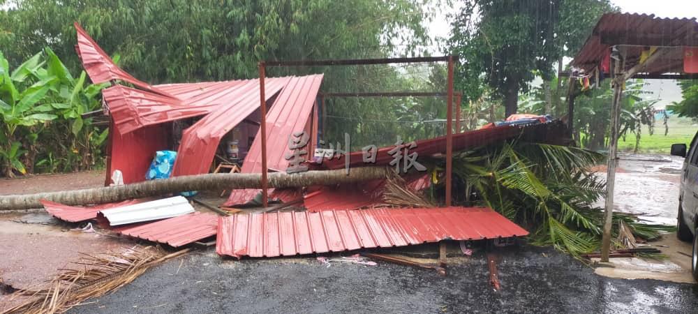 5月1日傍晚6时30分，甘榜巴也隆布发生风灾，一棵椰树倒下砸中屋前亭子，所幸无人伤亡。