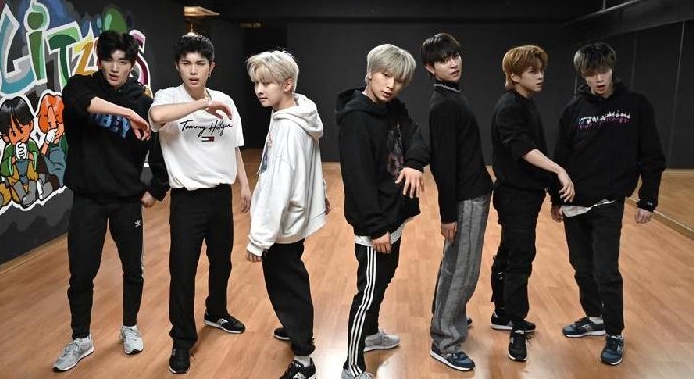 Members of K-pop boy band Blitzers perform during their dance practice session at a rehearsal studio in Seoul. AFP