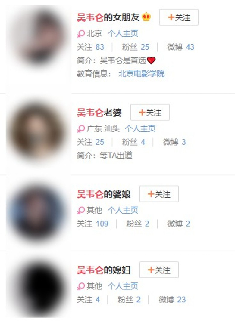 中国社交网出现一系列“吴韦仑”字眼的帐号，例如“吴韦仑女友”、“吴韦仑老婆”，希望他能到中国发展。